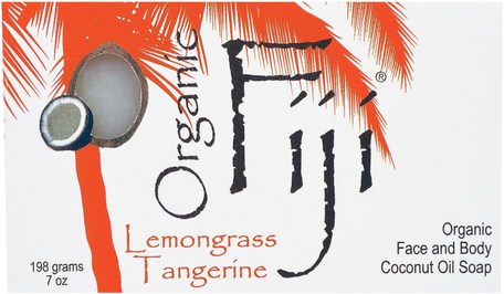 Organic Coconut Oil Soap, Lemongrass Tangerine, Bar, 7 oz (198 g) by Organic Fiji-Bad, Skönhet, Tvål