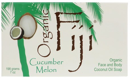 Organic Face and Body Coconut Oil Soap, Cucumber Melon, 7 oz (198 g) by Organic Fiji-Bad, Skönhet, Tvål