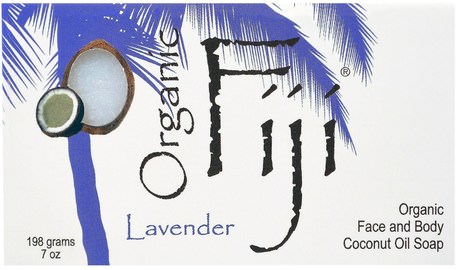 Organic Face and Body Coconut Oil Soap, Lavender, 7 oz (198 g) by Organic Fiji-Bad, Skönhet, Tvål