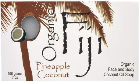 Organic Face and Body Coconut Oil Soap, Pineapple Coconut, 7 oz (198 g) by Organic Fiji-Bad, Skönhet, Tvål