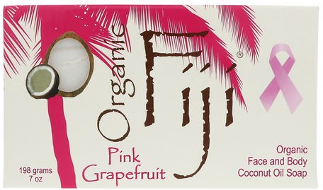Organic Face and Body Coconut Oil Soap, Pink Grapefruit, 7 oz (198 g) by Organic Fiji-Bad, Skönhet, Tvål