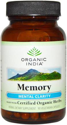 Memory, Mental Clarity, 90 Veggie Caps by Organic India-Hälsa, Kvinnor, Åderbråck, Gotu Kola, Minne