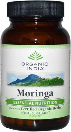 Moringa, 90 Veggie Caps by Organic India-Örter, Moringa Kapslar, Hälsa, Energi