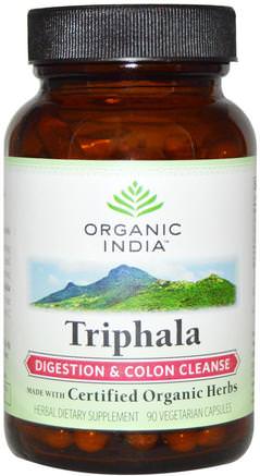 Triphala, Digestion & Colon Cleanse, 90 Veggie Caps by Organic India-Hälsa, Detox, Triphala