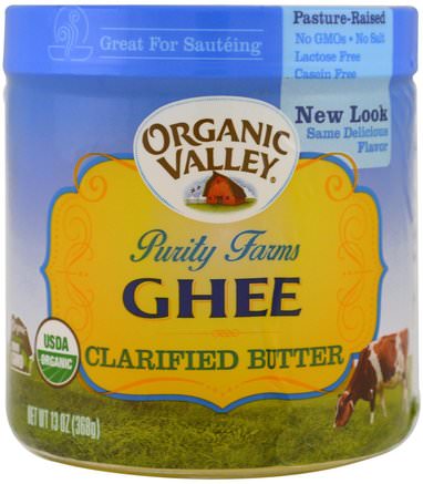 Organic Ghee, Clarified Butter, 13 oz (368 g) by Organic Valley Purity Farms-Mat, Ghee, Keto Vänlig