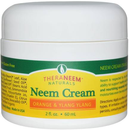 TheraNeem Naturals, Neem Cream, Orange & Ylang Ylang, 2 fl oz (60 ml) by Organix South-Bad, Skönhet, Kroppsvård, Body Lotion