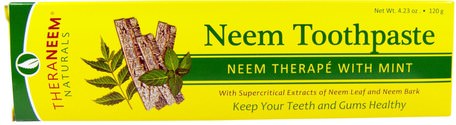 TheraNeem Naturals, Neem Toothpaste, with Mint, 4.23 oz (120 g) by Organix South-Bad, Skönhet, Tandkräm