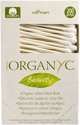 Beauty, Organic Cotton Wool Buds, 200 Pieces by Organyc-Bad, Skönhet, Bomullsbollar Och Rundor