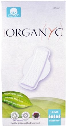 Organic Cotton Menstrual Pads, Super Flow, 10 Pads by Organyc-Bad, Skönhet, Kvinna