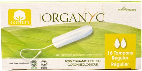 Organic Tampons, 16 Regular Absorbency Tampons by Organyc-Bad, Skönhet, Kvinna