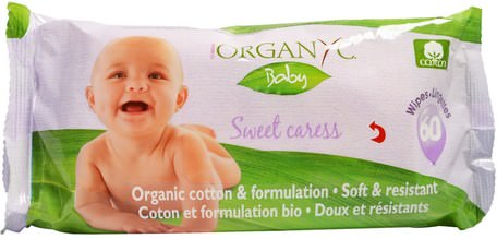Sweet Caress, Organic Cotton Baby Wipes, 60 Wipes by Organyc-Barns Hälsa, Diapering, Barnservetter