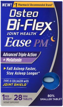 Joint Health, Ease PM, Advanced Triple Action + Melatonin, 28 Mini Tablets by Osteo Bi-Flex-Kosttillskott, Melatonin, Ben, Osteoporos, Gemensam Hälsa