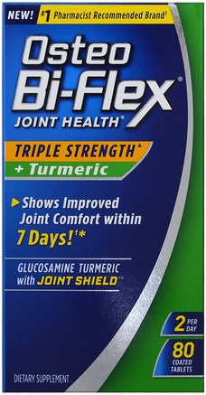 Joint Health, Triple Strength + Turmeric, 80 Coated Tablets by Osteo Bi-Flex-Kosttillskott, Antioxidanter, Curcumin, Glukosamin Kondroitin