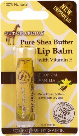 Lip Balm, Pure Shea Butter, Tropical Vanilla, 0.15 oz (4 g) by Out of Africa-Bad, Skönhet, Läppvård, Läppbalsam, Sheasmör