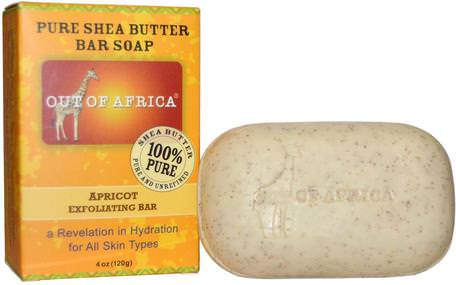 Pure Shea Butter Bar Soap, Apricot Exfoliating Bar, 4 oz (120 g) by Out of Africa-Bad, Skönhet, Tvål, Sheasmör