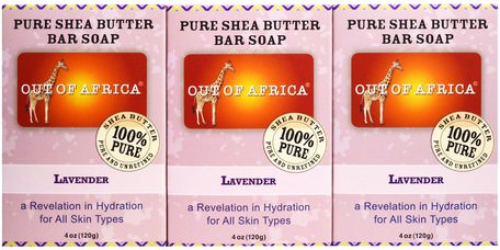 Pure Shea Butter Bar Soap, Lavender, 3 Pack, 4 oz (120 g) Each by Out of Africa-Bad, Skönhet, Tvål