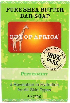 Pure Shea Butter Bar Soap, Peppermint, 4 oz (120 g) by Out of Africa-Bad, Skönhet, Tvål, Sheasmör