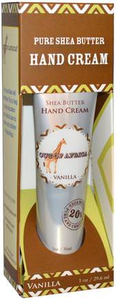 Pure Shea Butter, Hand Cream, Vanilla, 1 oz (29.6 ml) by Out of Africa-Bad, Skönhet, Handkrämer, Sheasmör