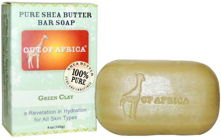 Pure Shea Butter Soap, Green Clay, 4 oz (120 g) by Out of Africa-Bad, Skönhet, Tvål, Sheasmör