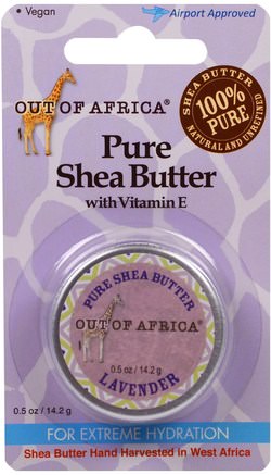 Pure Shea Butter with Vitamin E, Lavender, 0.5 oz (14.2 g) by Out of Africa-Bad, Skönhet, Sheasmör