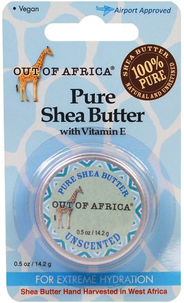 Pure Shea Butter with Vitamin E, Unscented, 0.5 oz (14.2 g) by Out of Africa-Bad, Skönhet, Sheasmör