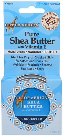 Pure Shea Butter with Vitamin E, Unscented, 2 oz (57 g) by Out of Africa-Bad, Skönhet, Sheasmör