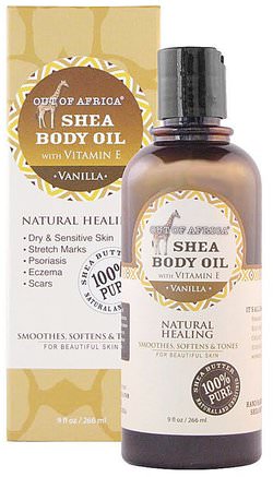 Shea Body Oil with Vitamin E, Vanilla, 9 fl oz (266 ml) by Out of Africa-Bad, Skönhet, Sheasmör, Hud, Massageolja