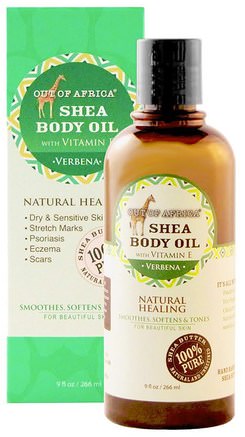 Shea Body Oil with Vitamin E, Verbena, 9 fl oz (266 ml) by Out of Africa-Bad, Skönhet, Sheasmör, Hud, Massageolja