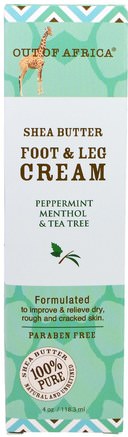 Shea Butter Foot & Leg Cream, Peppermint Menthol & Tea Tree, 4 oz (118.3 ml) by Out of Africa-Bad, Skönhet, Krämer Fot, Hud, Kroppsbutrar