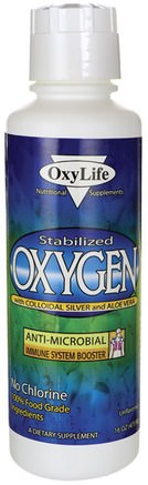 Stabilized Oxygen, With Colloidal Silver and Aloe Vera, 16 oz (473 ml) by OxyLife-Kosttillskott, Syretillskott, Kall Influensa Och Virus, Immunsystem