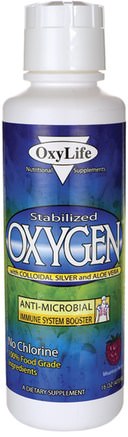 Stabilized Oxygen With Colloidal Silver and Aloe Vera, Mountain Berry, 16 oz (473 ml) by OxyLife-Kosttillskott, Syretillskott, Kall Influensa Och Virus, Immunsystem