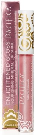 Enlightened Gloss, Nourishing Mineral Lip Shine, Beach Kiss, 0.10 oz (2.8 g) by Pacifica-Bad, Skönhet, Läppvård, Läppglans, Läppstift, Glans, Liner