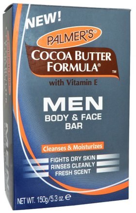 Cocoa Butter Formula, Men, Body & Face Bar, 5.3 oz (150 g) by Palmers-Skönhet, Hudvård, Tvål