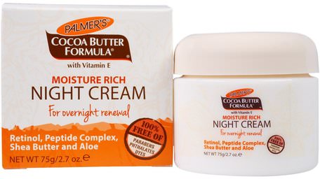 Cocoa Butter Formula, Moisture Rich Night Cream, 2.7 oz (75 g) by Palmers-Hälsa, Hud, Nattkrämer