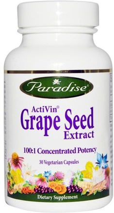 ActiVin, Grape Seed Extract, 30 Veggie Caps by Paradise Herbs-Kosttillskott, Antioxidanter, Druvfrö Extrakt