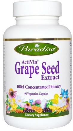 ActiVin, Grape Seed Extract, 90 Veggie Caps by Paradise Herbs-Kosttillskott, Antioxidanter, Druvfrö Extrakt