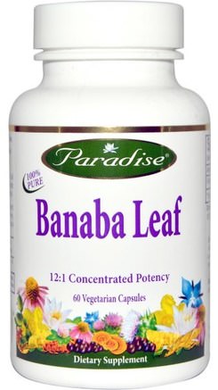 Banaba Leaf, 60 Veggie Caps by Paradise Herbs-Örter, Banaba Blad, Viktminskning, Kost