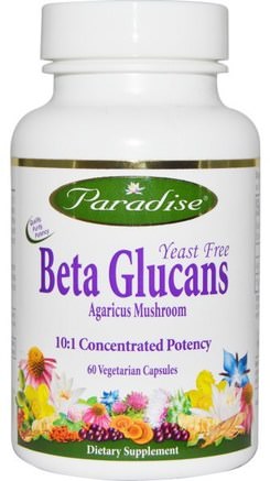 Beta Glucans, Yeast Free, 60 Veggie Caps by Paradise Herbs-Kosttillskott, Beta Glukan, Medicinska Svampar, Agaricus Svampar