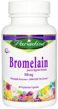 Bromelain, Joint & Digestive Formula, 500 mg, 60 Veggie Caps by Paradise Herbs-Kosttillskott, Enzymer, Bromelain, Hälsa, Matsmältning, Mage
