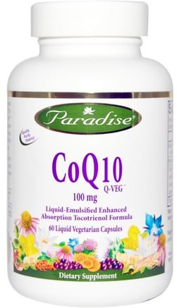 CoQ10, Q-Veg, 100 mg, 60 Liquid Veggie Caps by Paradise Herbs-Kosttillskott, Koenzym Q10, Coq10