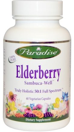 Elderberry, 60 Veggie Caps by Paradise Herbs-Hälsa, Immunförsvar, Kall Influensa Och Viral, Elderberry (Sambucus)