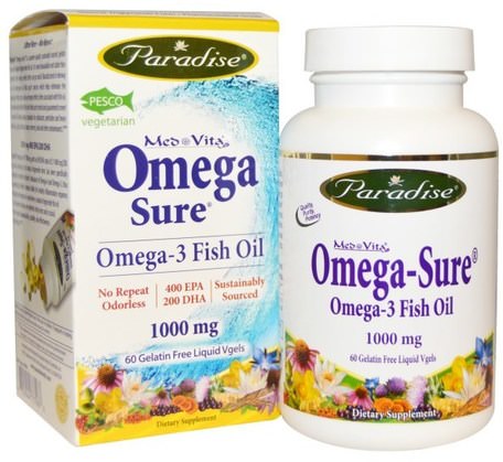 Mes Vita, Omega-3 Fish oil, 1000 mg, 60 Gelatin Free Liquid Vgels by Paradise Herbs-Kosttillskott, Efa Omega 3 6 9 (Epa Dha), Dha, Epa, Fiskolja