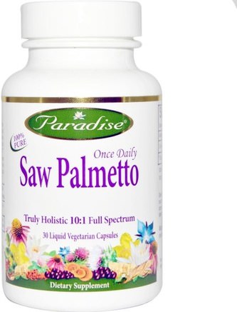 Once Daily Saw Palmetto, 30 Liquid Veggie Caps by Paradise Herbs-Hälsa, Män