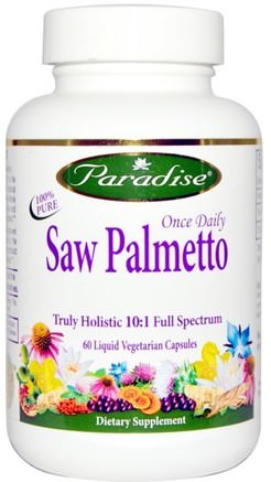 Once Daily Saw Palmetto, 60 Veggie Caps by Paradise Herbs-Hälsa, Män