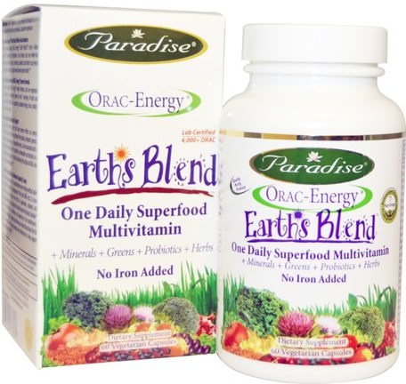 ORAC-Energy, Earths Blend, One Daily Superfood Multivitamin, No Iron, 60 Veggie Caps by Paradise Herbs-Sverige