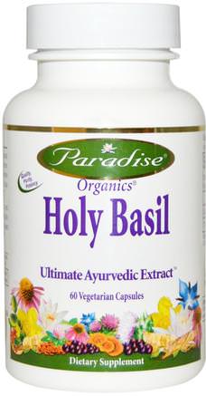 Organics, Holy Basil, 60 Veggie Caps by Paradise Herbs-Örter, Helig Basilika, Adaptogen