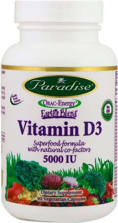 Vitamin D3, 5000 IU, 90 Vegetarian Capsules by Paradise Herbs-Vitaminer, Vitamin D3