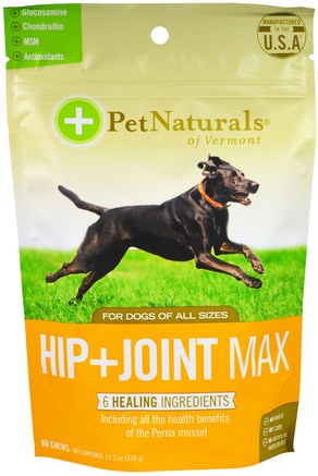 Hip + Joint Max, For Dogs, 60 Chews, 11.2 oz (318 g) by Pet Naturals of Vermont-Husdjursvård, Husdjur Hundar