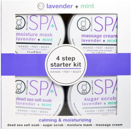 BCL Spa, 4 Step Starter Kit, Calming & Moisturizing, Lavender + Mint, 4 - 3 fl oz (85 ml) Each by Petal Fresh-Bad, Skönhet, Badsalter, Presentuppsättningar