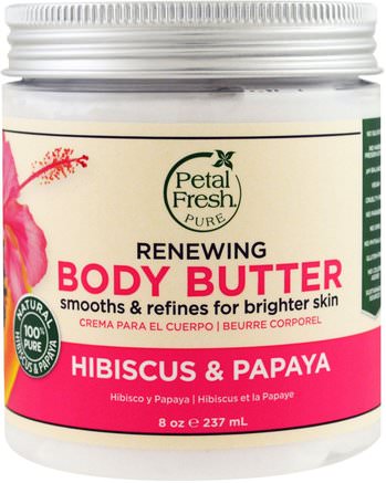 Body Butter, Renewing, Hibiscus & Papaya, 8 oz (237 ml) by Petal Fresh-Hälsa, Hud, Kroppsbrännare